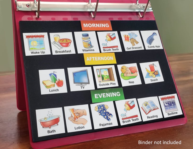 SchKIDules V-KIt - Portable, Binder-Ready Visual Schedule for Kids w/8.5x11" Backboard & 150 laminated Icons plus 21 Headings - Image 3